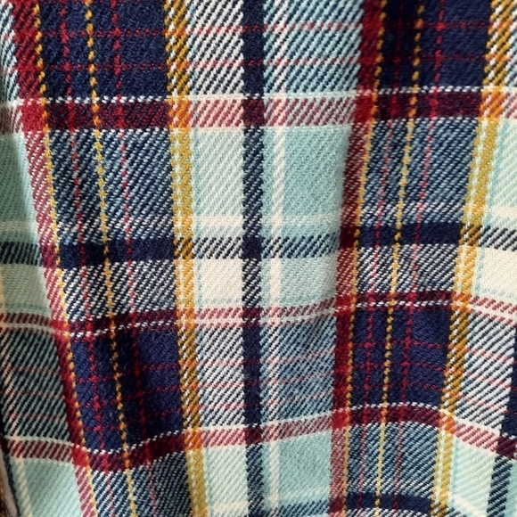 Vintage Sears SportsWear blue maroon plaid flannel button down shirt - Picture 7 of 12